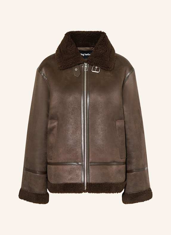 darling harbour Jacke in Lederoptik mit Teddyfell DUNKELBRAUN