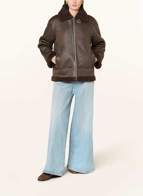 darling harbour Jacke in Lederoptik mit Teddyfell DUNKELBRAUN