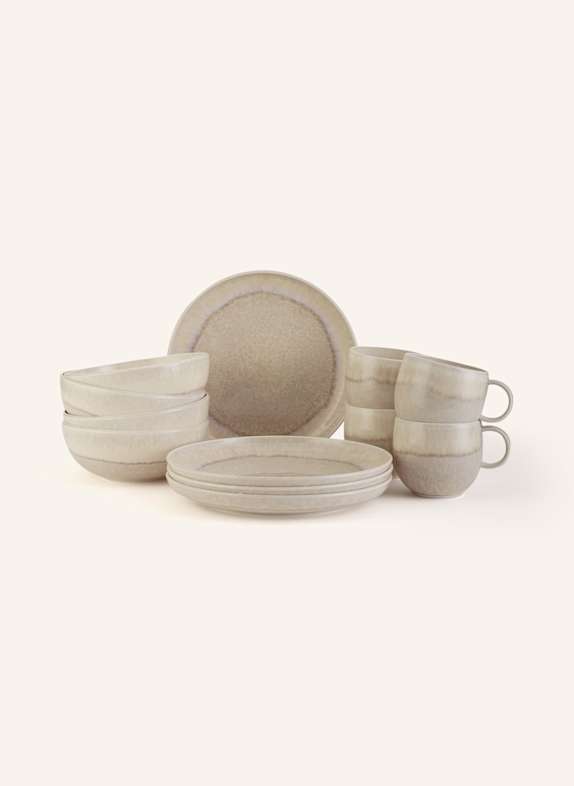 Villeroy & Boch 12dílná Sada nádobí PERLEMOR SAND BÉŽOVÁ/ TMAVĚ MODRÁ