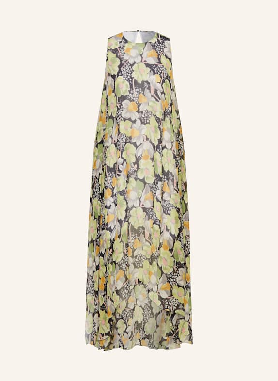 LOEWE Kleid aus Seide SCHWARZ/ GRÜN/ GELB