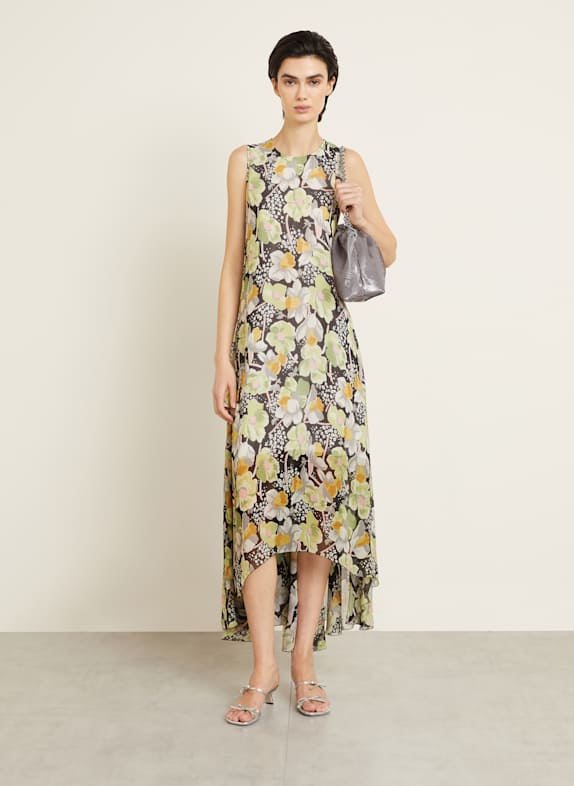 LOEWE Dress in silk BLACK/ GREEN/ YELLOW