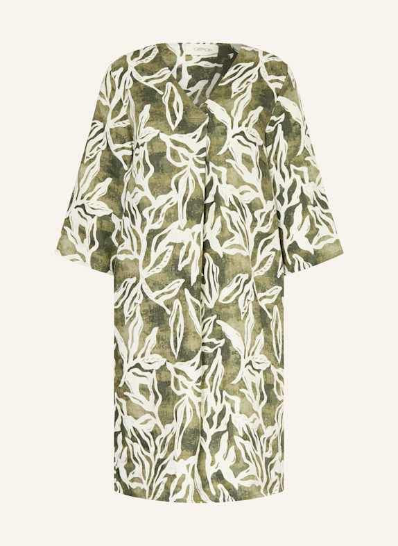 CARTOON Leinenkleid mit 3/4-Arm CREME/ DUNKELGRÜN