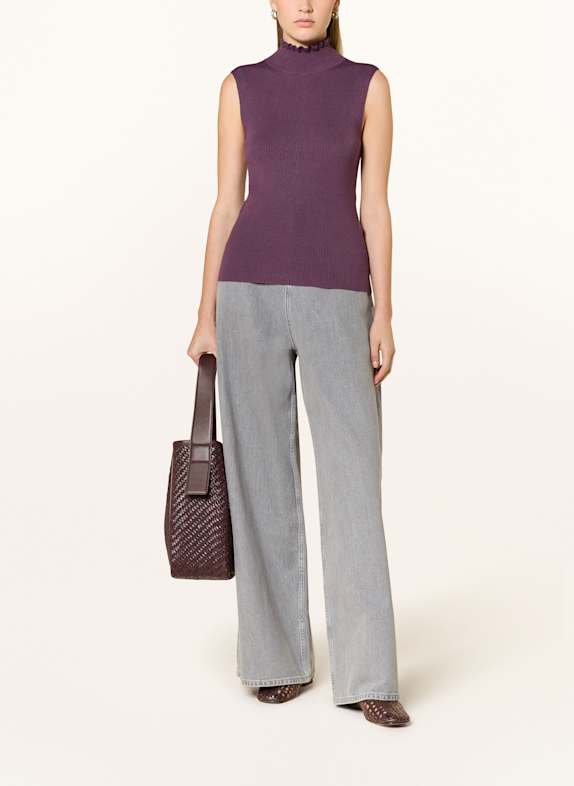 darling harbour Stickad topp med volanger PLUM
