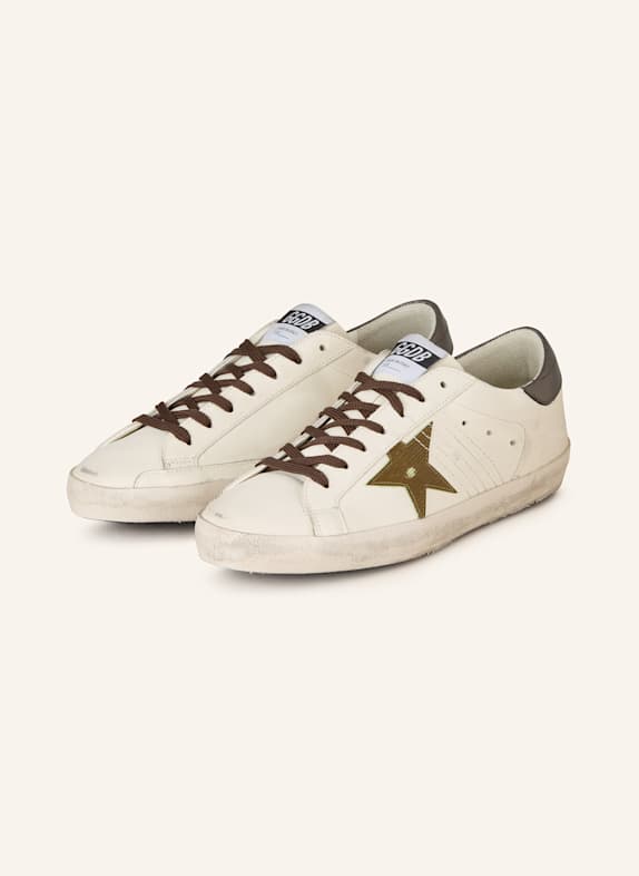 GOLDEN GOOSE Sneaker SUPER-STAR ECRU/ GRÜN