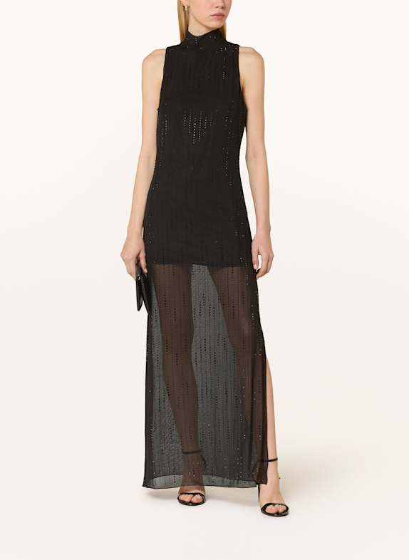 LIU JO Mesh-Kleid mit Schmucksteinen SCHWARZ