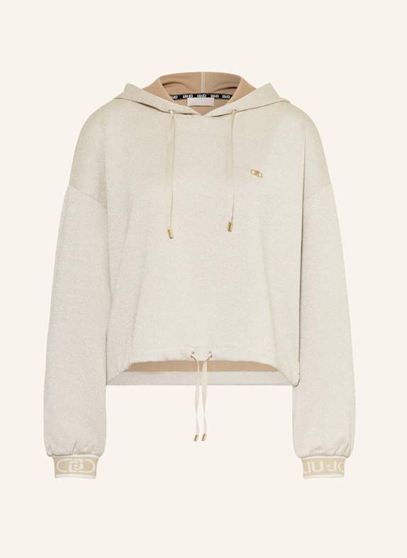 LIU JO Knit hoodie with glitter thread ECRU/ GOLD