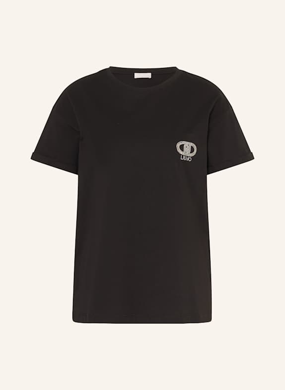 LIU JO T-shirt with decorative gems BLACK