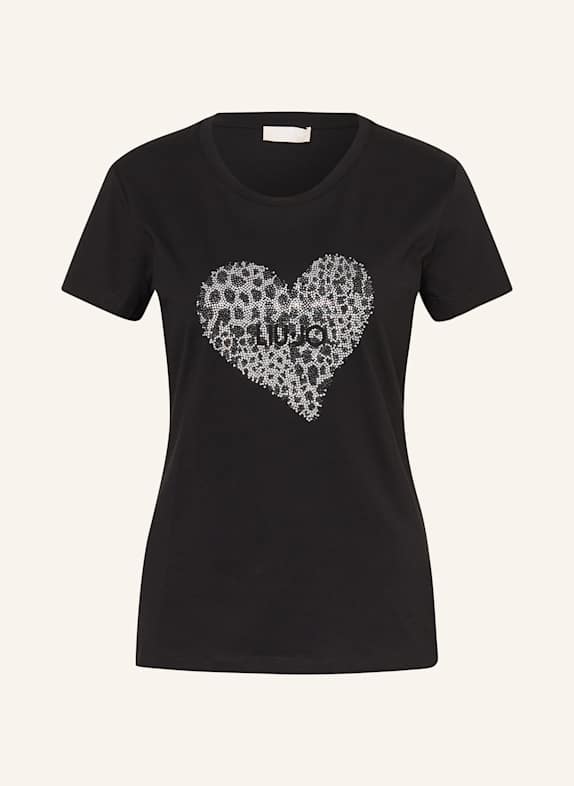 LIU JO T-shirt with decorative gems BLACK