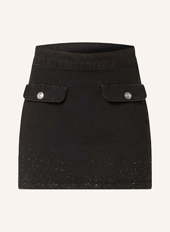 LIU JO Denim skirt with decorative gems BLACK