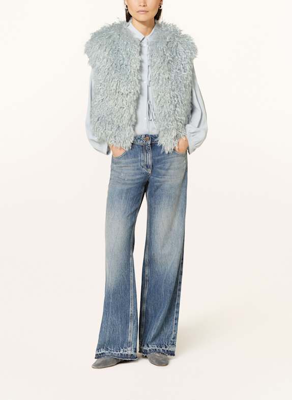 LUISA CERANO Faux fur vest LIGHT BLUE
