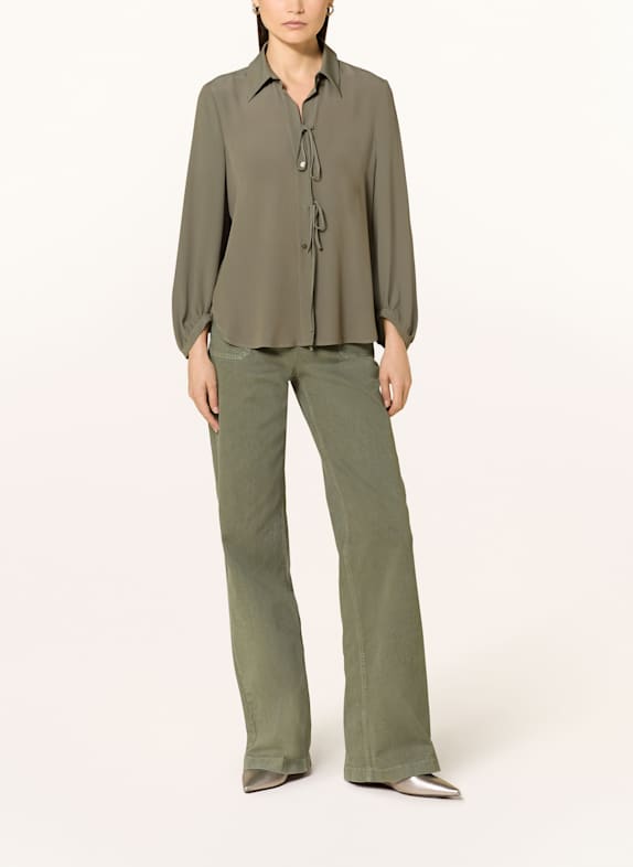 LUISA CERANO Skjortebluse med silke KHAKI