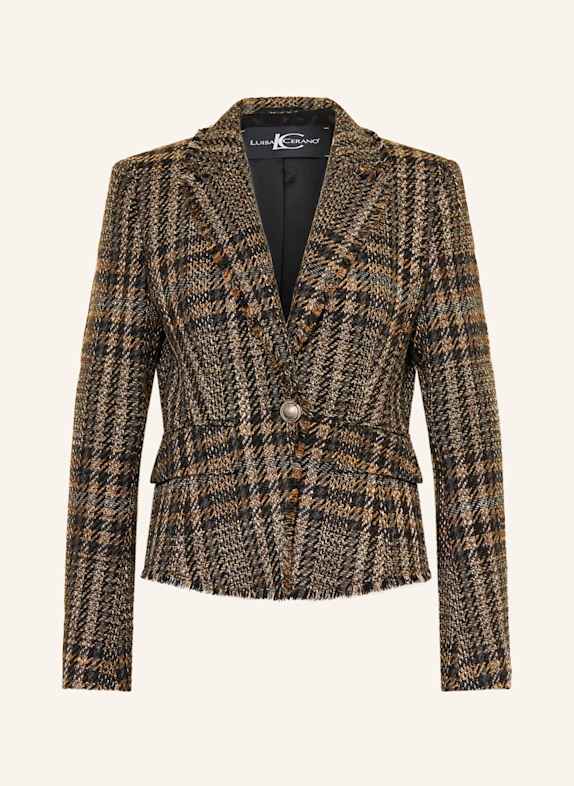 LUISA CERANO Tweed blazer DARK BLUE/ BROWN