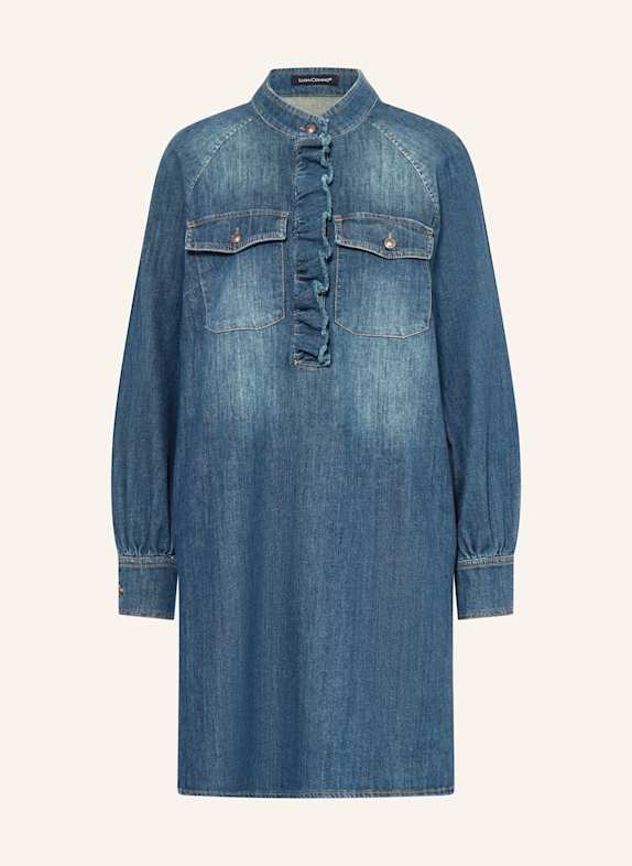 LUISA CERANO Denim dress with ruffles BLUE