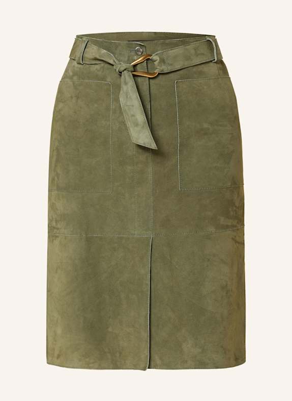 LUISA CERANO Leather skirt KHAKI