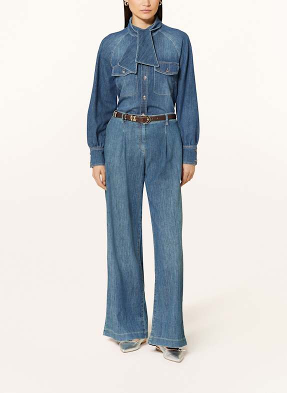 LUISA CERANO Jeansbluse mit abnehmbarer Schluppe BLAU