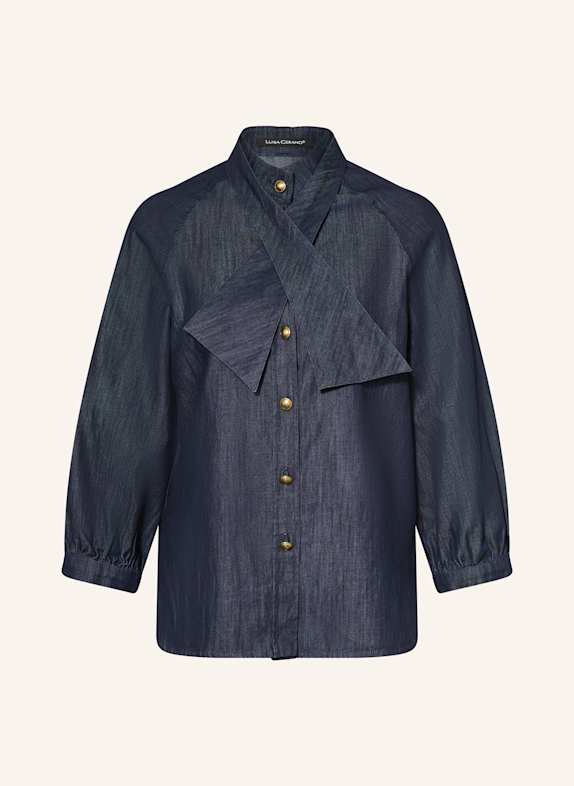 LUISA CERANO Bluse in Jeansoptik mit abnehmbarer Schluppe DUNKELBLAU