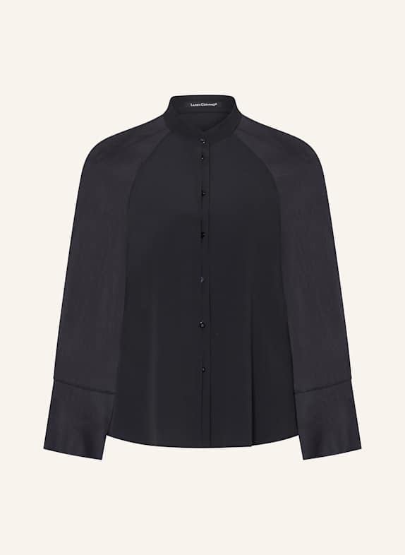 LUISA CERANO Bluse im Materialmix mit Seide DUNKELBLAU