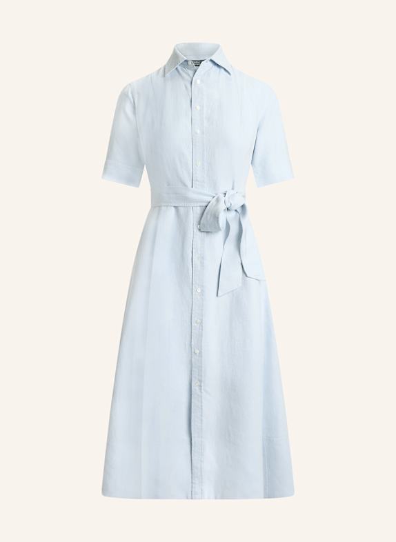 POLO RALPH LAUREN Hemdblusenkleid aus Leinen HELLBLAU