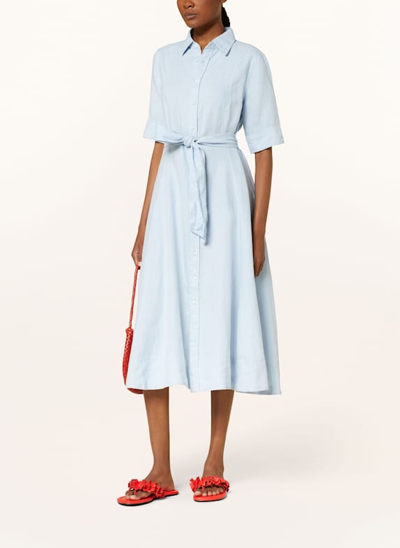 POLO RALPH LAUREN Hemdblusenkleid aus Leinen HELLBLAU