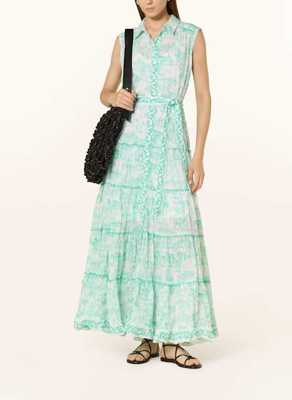 MISS JUNE Hemdblusenkleid mit Volants MINT/ WEISS