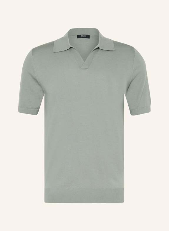 REISS Strick-Poloshirt aus Merinowolle OLIV