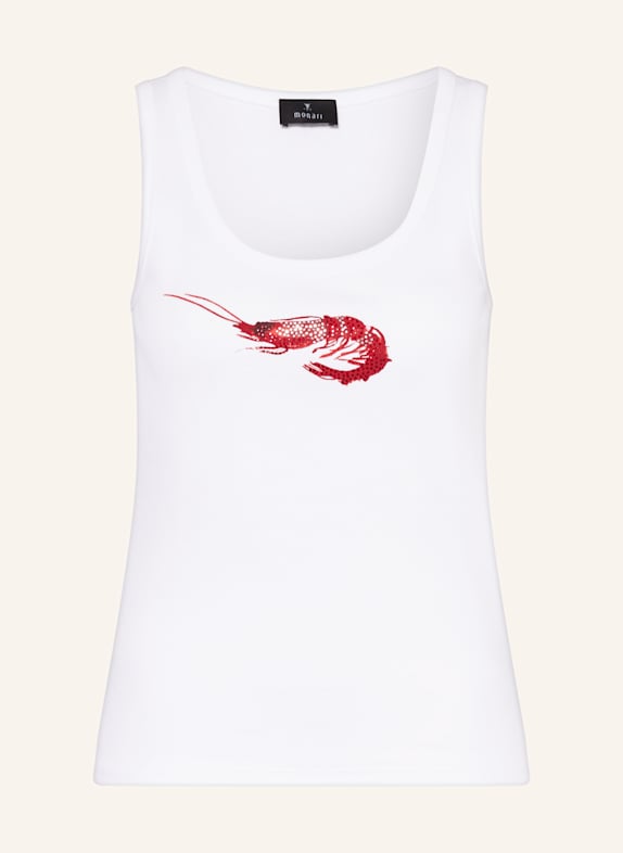 monari Tanktop mit Schmucksteinen WEISS/ ROT