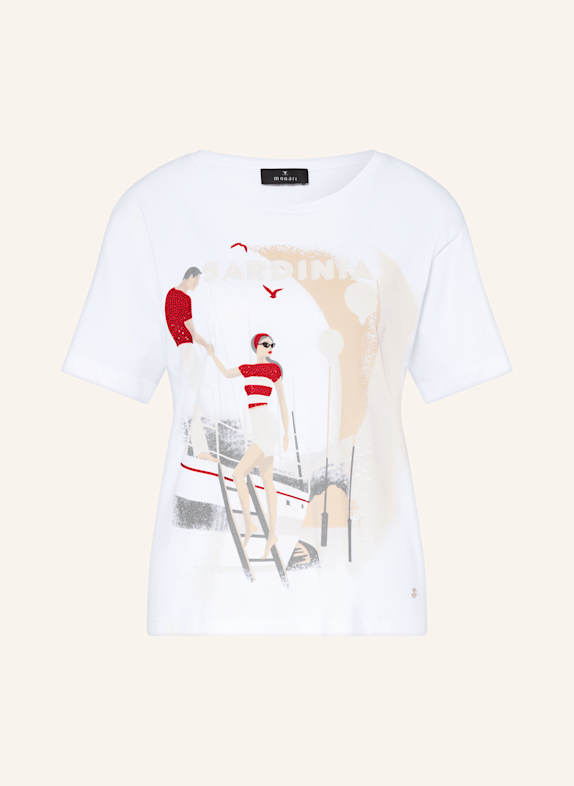monari T-Shirt mit Schmucksteinen WEISS/ BEIGE/ ROT