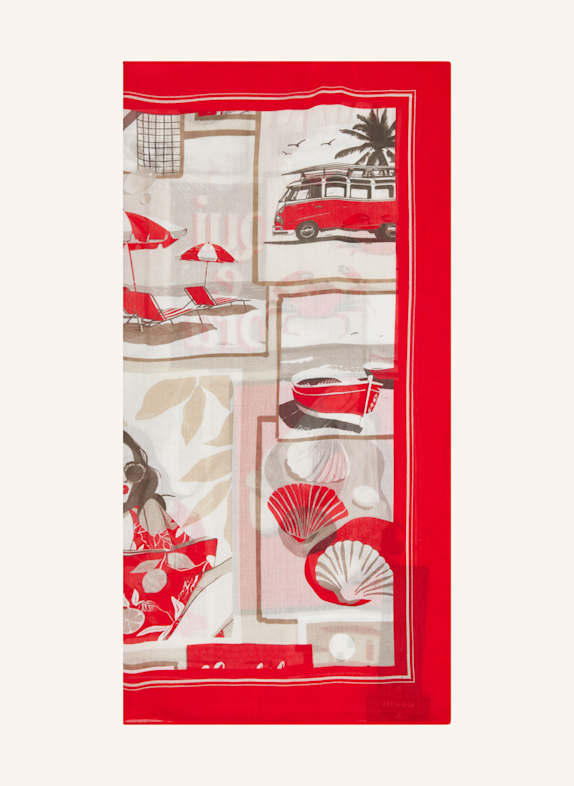 monari Tuch ROT/ CREME/ HELLGRAU