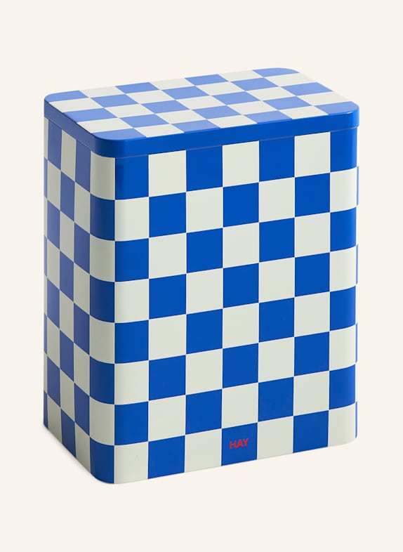 HAY Storage tin TIN LARGE BLUE/ WHITE