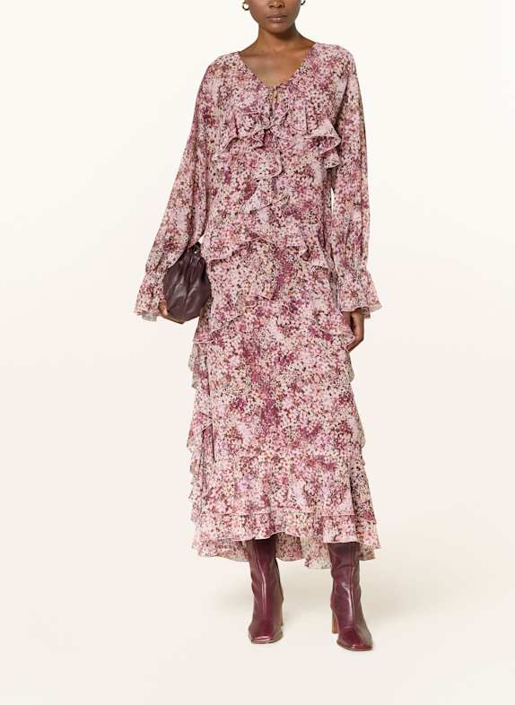 MRS & HUGS Kleid mit Volants DUNKELROT/ HELLROSA/ BRAUN