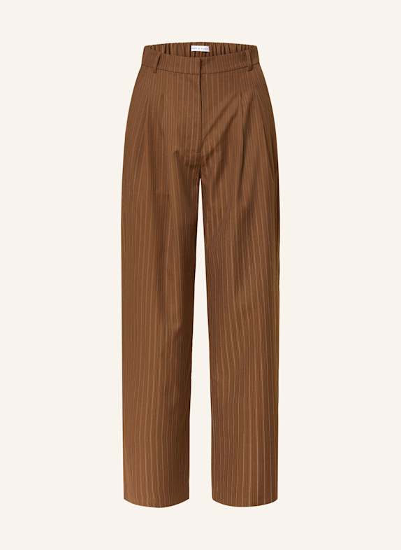 MRS & HUGS Wide leg trousers BROWN/ WHITE