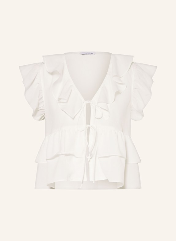 MRS & HUGS Blouse with frills WHITE
