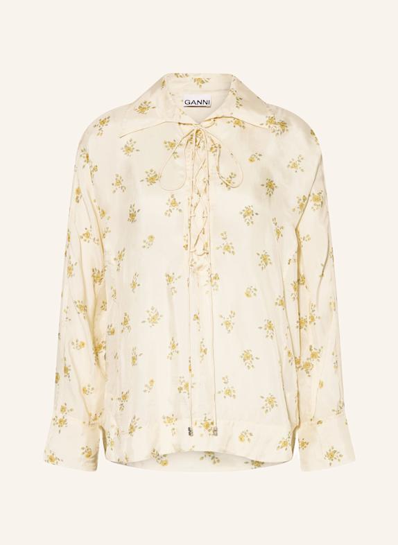 GANNI Blusenshirt CREME/ GELB/ GRÜN