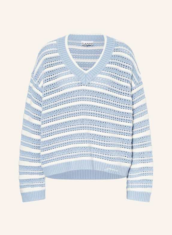 GANNI Pullover HELLBLAU/ WEISS