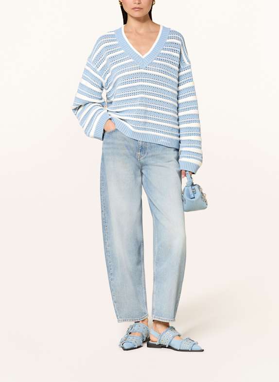 GANNI Pullover HELLBLAU / WEISS