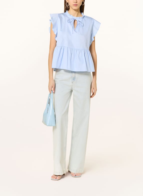 Rich & Royal Bluse med flæser LYSEBLÅ