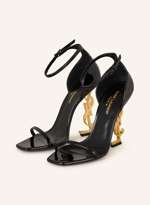 SAINT LAURENT Lack-Sandaletten SCHWARZ