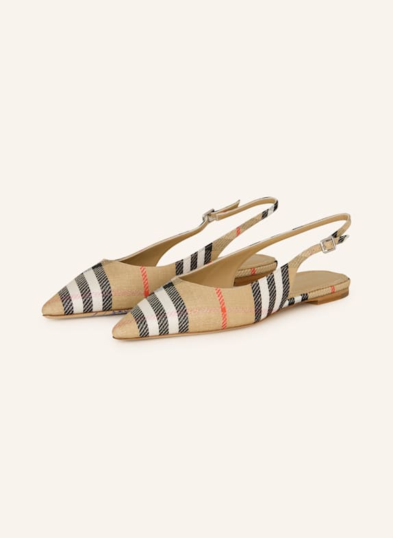 BURBERRY Slingballerinas BEIGE/ SCHWARZ/ WEISS