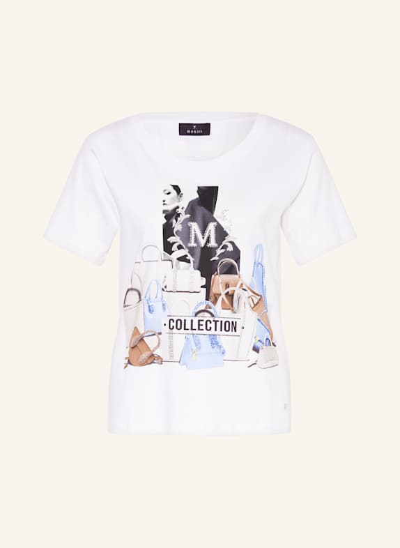 monari T-Shirt mit Schmucksteinen WEISS/ HELLBLAU/ BRAUN