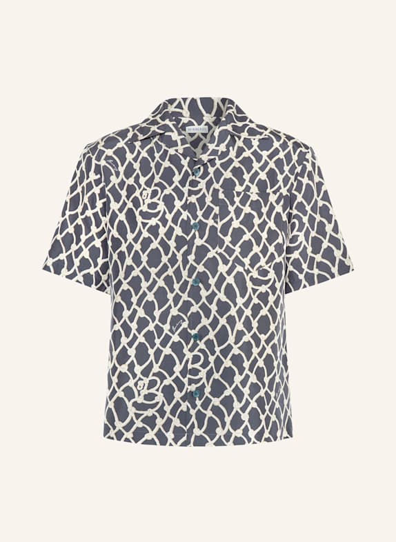 BURBERRY Resorthemd Comfort Fit aus Seide DUNKELBLAU/ WEISS/ GRAU