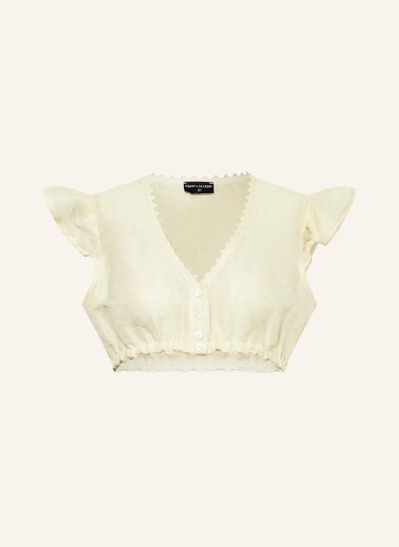 KINGA MATHE Dirndlbluse KIKI mit Leinen und Volants HELLGELB