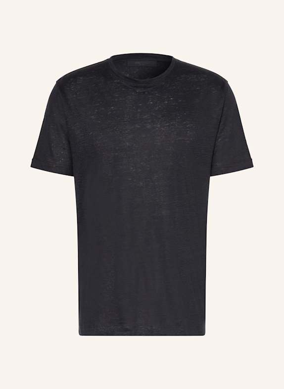 BOSS T-shirt TAUT z lnu GRANATOWY