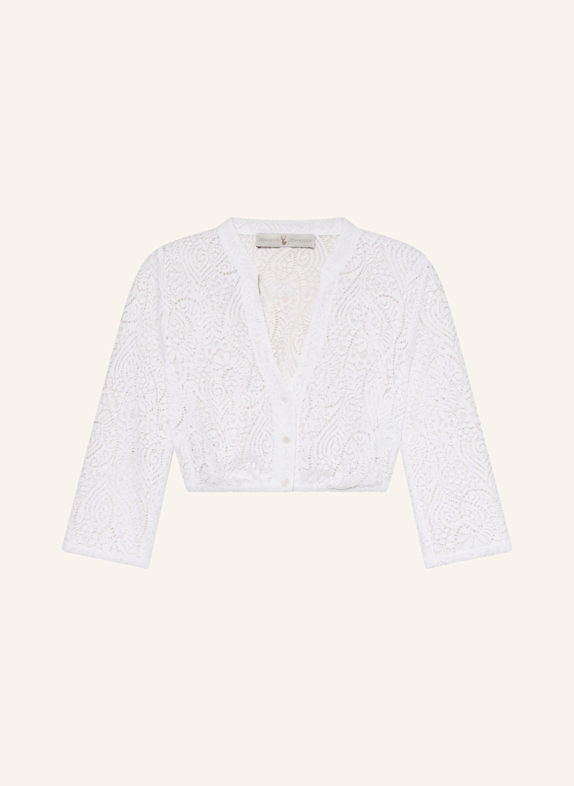 Johann & Johanna Dirndlbluse mit 3/4-Arm aus Spitze WEISS