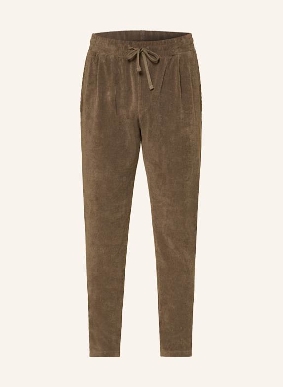 Juvia Spodnie w stylu dresowym loose fit z lnem KHAKI