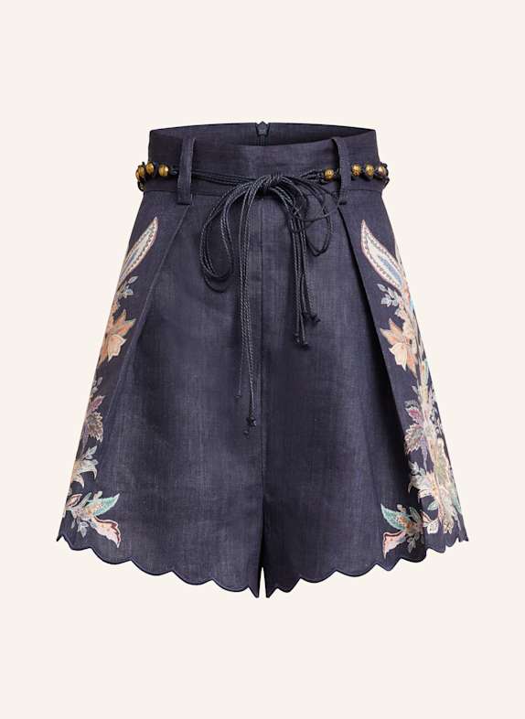 ZIMMERMANN Leinenshorts RHIANNON DUNKELBLAU/ GRÜN/ LILA