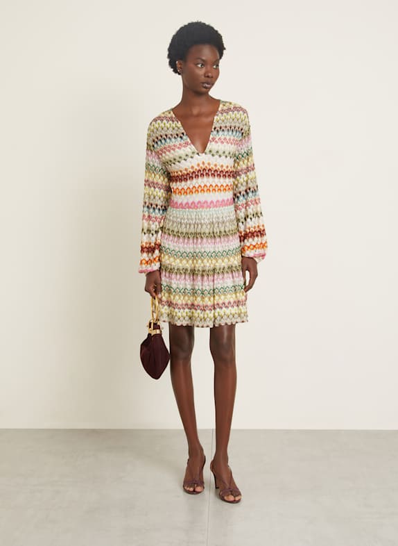 MISSONI Kleid HELLGRÜN / CREME / ROSA
