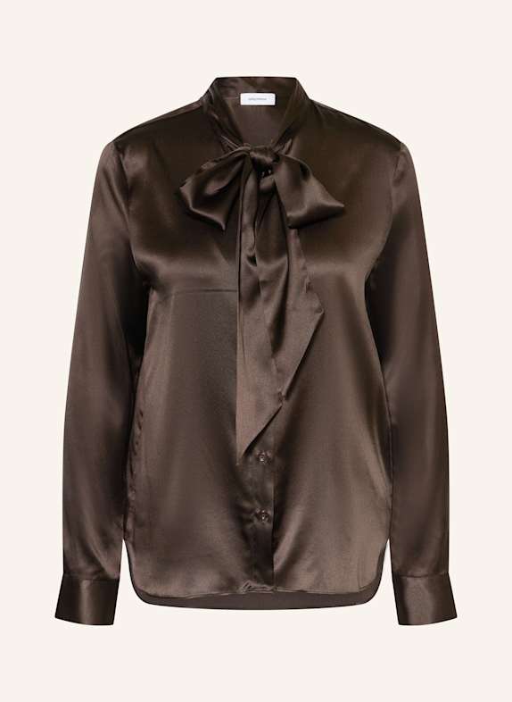 darling harbour Schluppenbluse aus Seide DARK BROWN