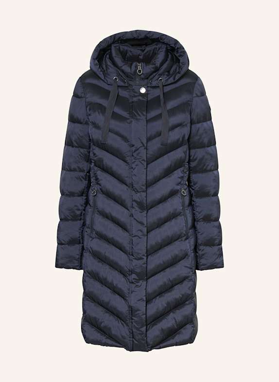 FUCHS SCHMITT Prošívaný kabát s odnímatelnou kapucí TMAVĚ MODRÁ