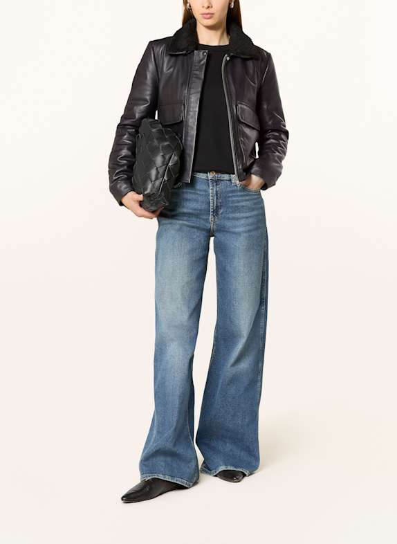 darling harbour Lederjacke mit abnehmbarem Teddyfell BLACK