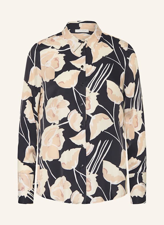 ETERNA Satin shirt blouse BLACK/ BEIGE/ ECRU